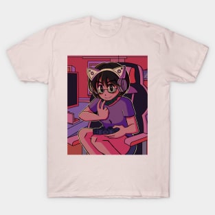 vaporwave aesthetic anime gamer girl T-Shirt